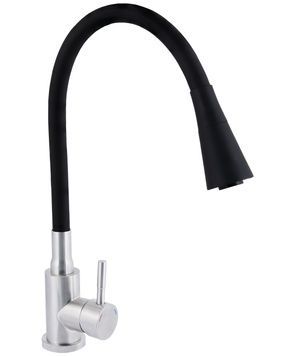 Змішувач для кухні Lidz Aria 015F31 з гнучким виливом Black/Nickel LDARI015F31BNK31872 - LDARI015F31BNK31872