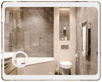 Дзеркало QTAP Aquarius прямокутне 1000х800 з LED-підсвічуванням, лінза, кнопковий вимикач QT2178141980100W