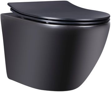 Унитаз подвесной QTAP Robin New безободковый черный с сиденьем Soft-close QT1333046ENRMB - QT1333046ENRMB