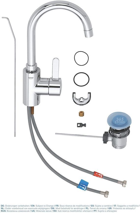 Змішувач для умивальника GROHE Eurosmart Cosmopolitan L-Size 32830001 з донним клапаном - 32830001