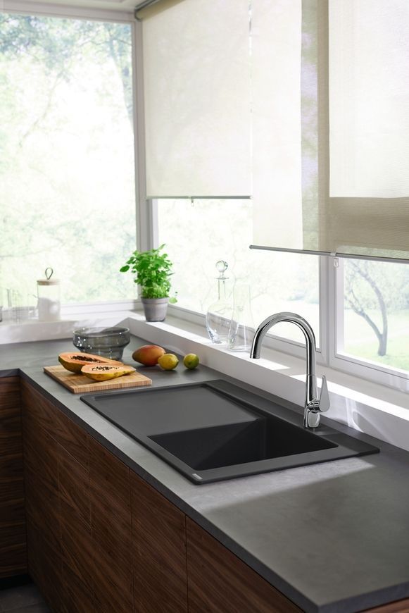 Кухонная мойка HANSGROHE S514-F450 1050х510 крыло слева Stonegrey серый камень 43314290 - 43314290