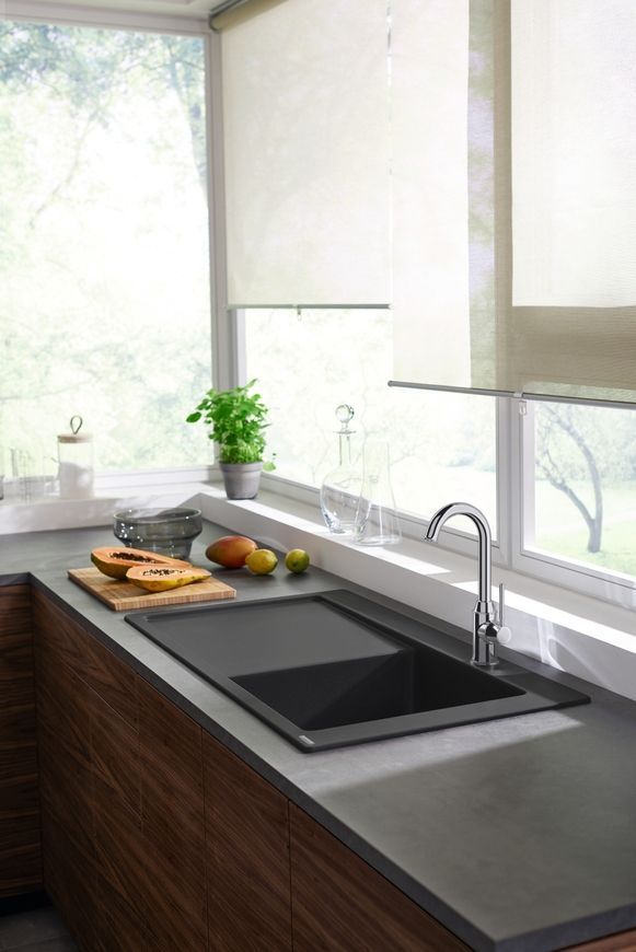 Кухонная мойка HANSGROHE S514-F450 1050х510 крыло слева Stonegrey серый камень 43314290 - 43314290
