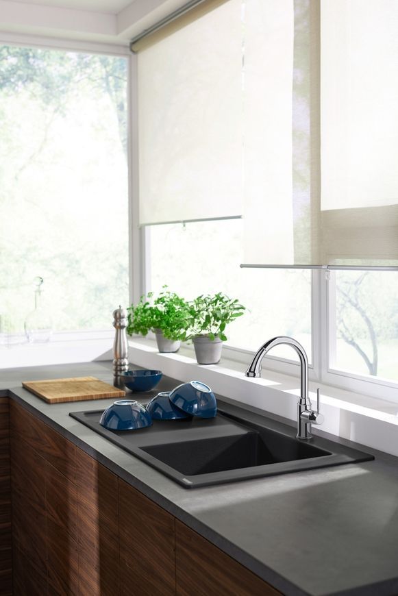 Кухонная мойка HANSGROHE S514-F450 1050х510 крыло слева Stonegrey серый камень 43314290 - 43314290