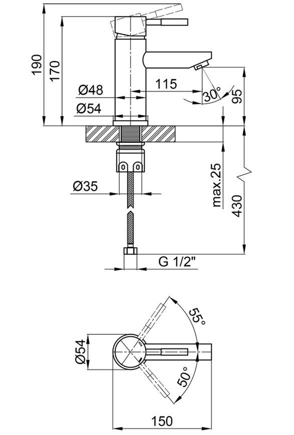 Змішувач для умивальника Lidz Aria 001F Nickel LDARI001FNKS34937 - LDARI001FNKS34937