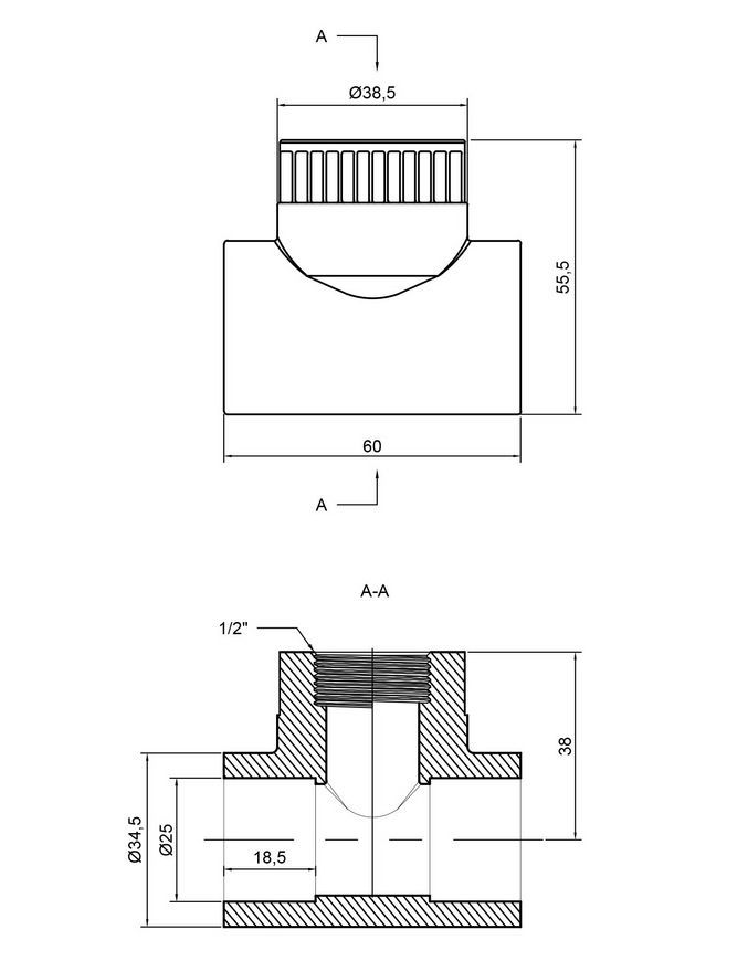 Тройник PPR THERMO ALLIANCE 25х1/2"х25 ВР - DSC202