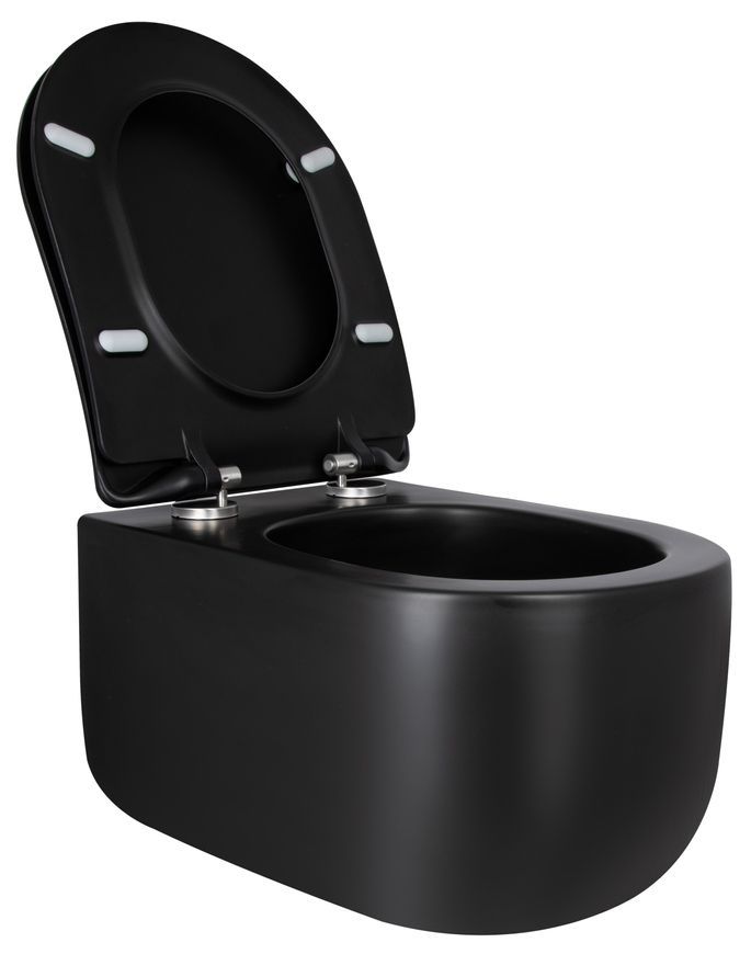 Унітаз підвісний Qtap Taurus безобідковий Ultra Quiet сидіння Slim Duroplast/Soft-close/Quick relase QT2433084EUQMB чорний - QT2433084EUQMB