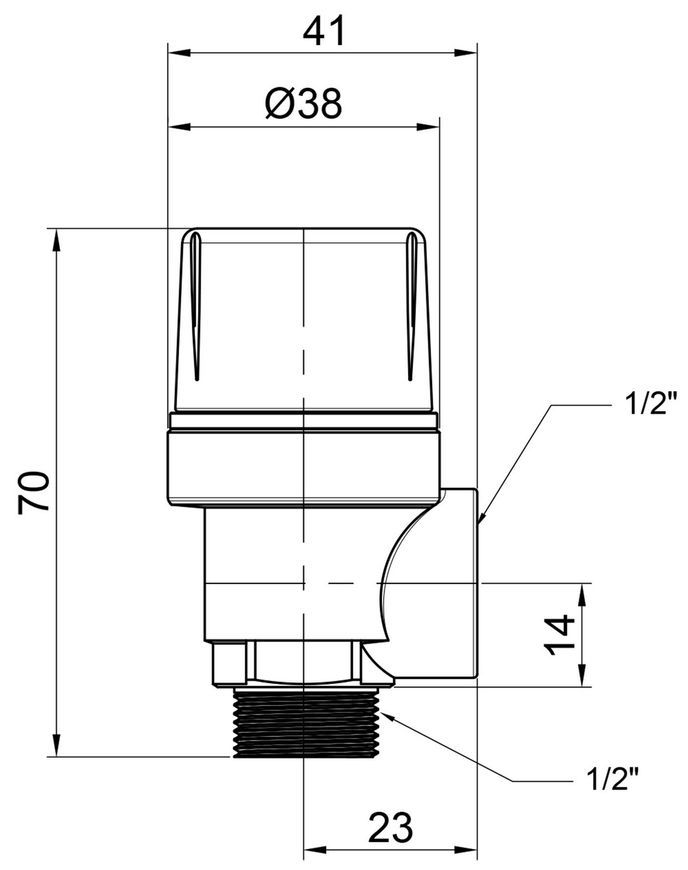 Предохранительный клапан ICMA 1/2" ВН 2,5 бар №242 91242ADAE - 91242ADAE