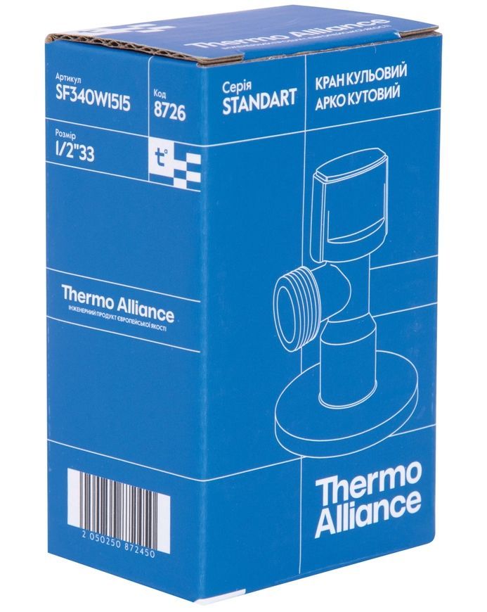 Кран приборный шаровой Thermo Alliance Standart Арко 1/2" НР SF340W1515 латунь