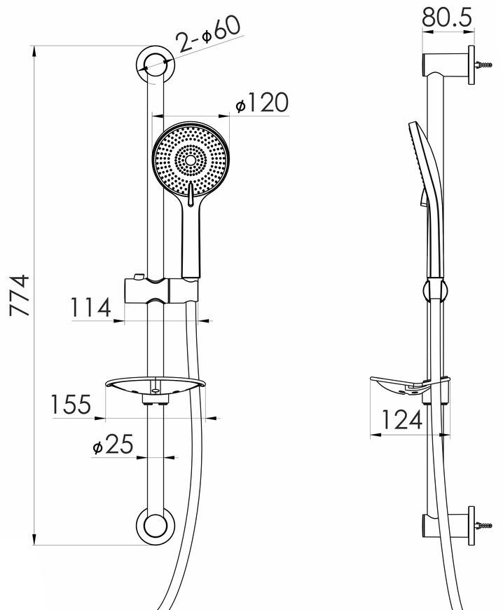 Гарнитур душевой Imprese 775 мм, 3 режима, шланг 170 см PVC f03800110NB черный матовый - f03800110NB