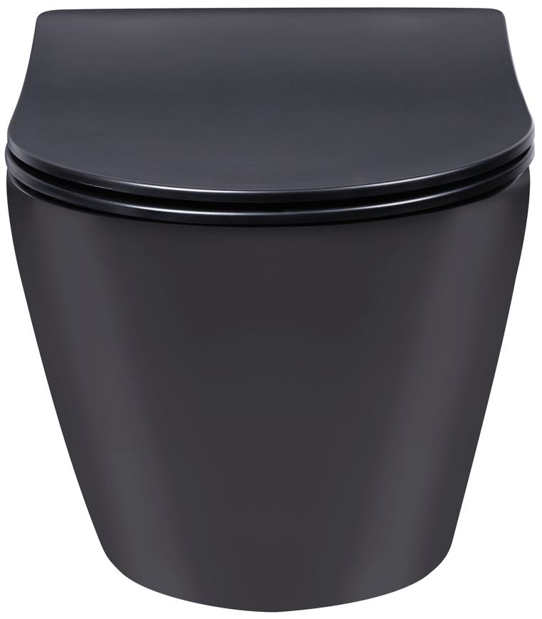 Унітаз підвісний QTAP Robin New безобідковий чорний з сідінням Soft-close QT1333046ENRMB - QT1333046ENRMB