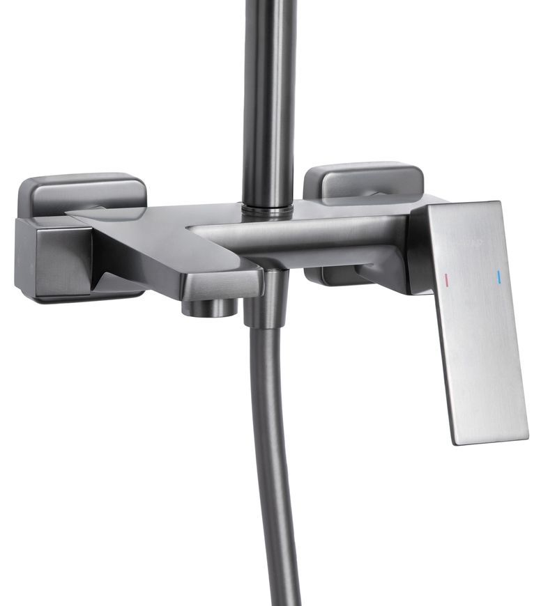 Душевая система Qtap Gemini на три потребителя (с изливом) Gunmetal Black PVD QTGEM111GMB45688 - QTGEM111GMB45688