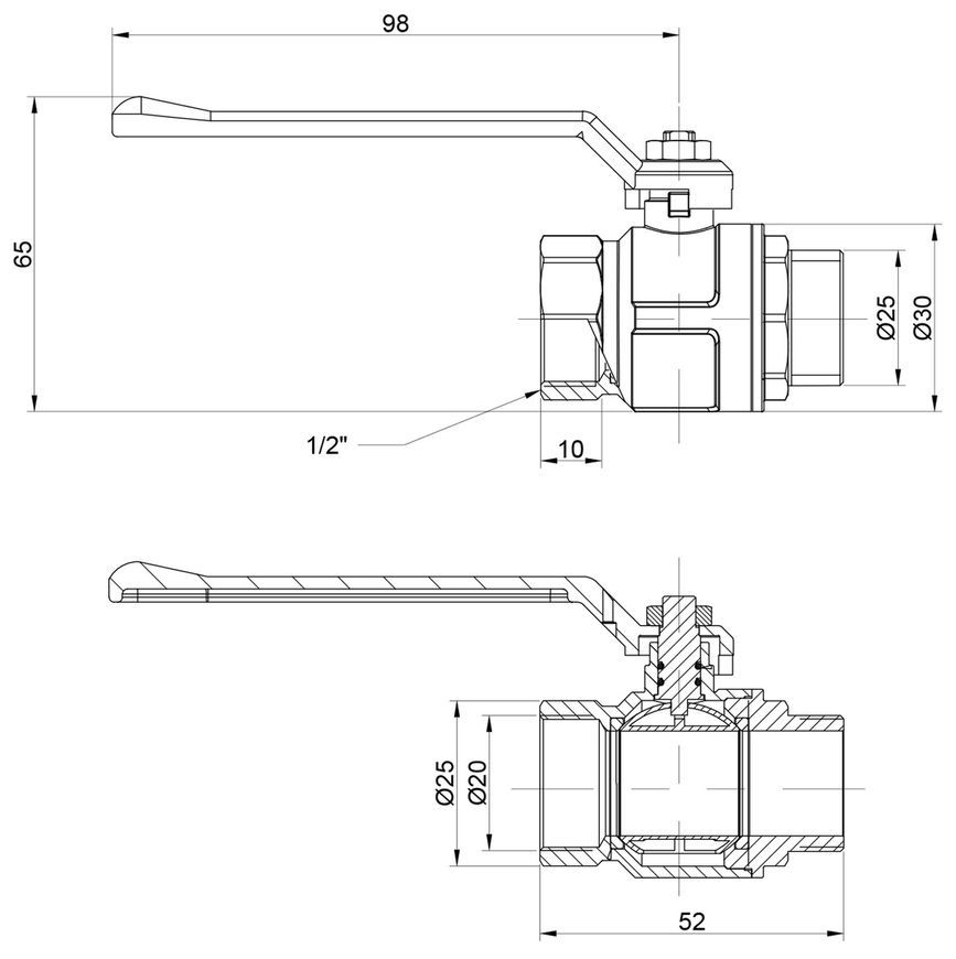 Кран кульовий ICMA 1/2" прямий PN50 №350 87350AD11 - 87350AD11