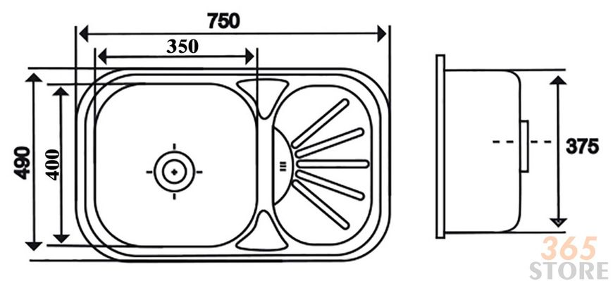 Кухонна мийка IMPERIAL 7549 Polish 0,8 мм (IMP7549POL) - IMP7549POL