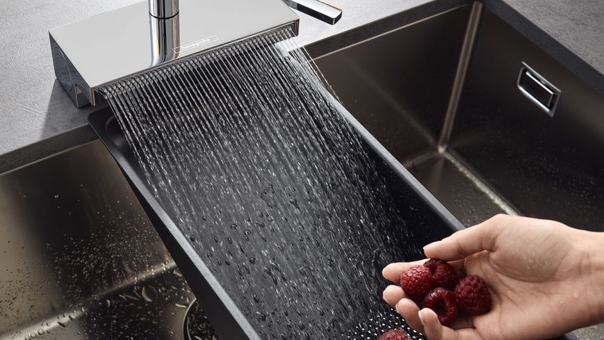 Змішувач для кухонної мийки HANSGROHE Aquno Select M81 250 2jet з витяжним виливом Sbox 73830000 хром - 73830000