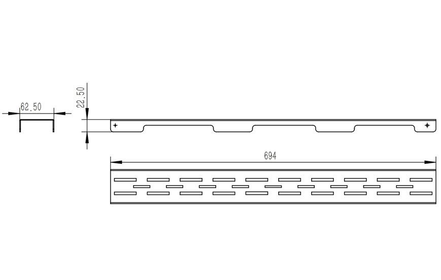 Решетка для линейного трапа Qtap Grate FD700 (PVD) SUS304 700 мм графит QTGRATEPVDFD700 - QTGRATEPVDFD700
