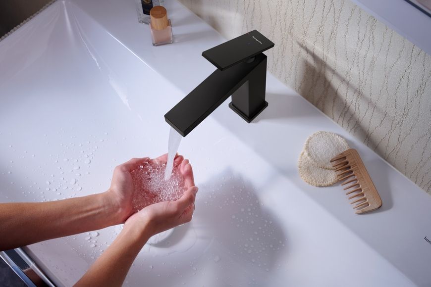 Змішувач для раковини HANSGROHE Tecturis E 110 CoolStart EcoSmart+ Matt Black 73012670 чорний матовий - 73012670