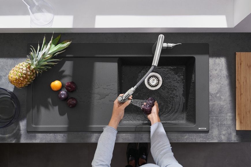 Кухонная мойка HANSGROHE S514-F450 1050х510 крыло слева Stonegrey серый камень 43314290 - 43314290