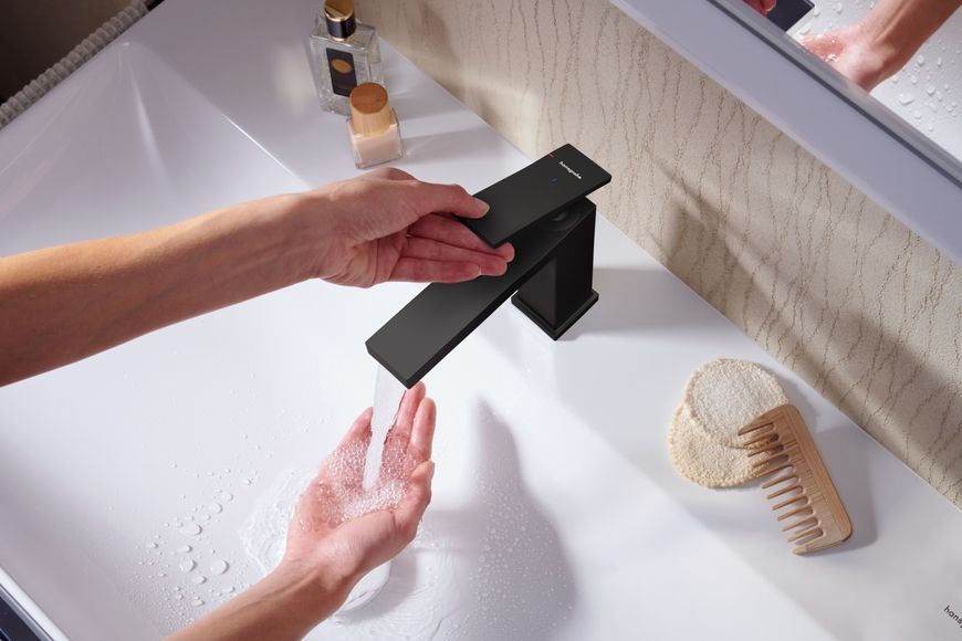 Змішувач для раковини HANSGROHE Tecturis E 110 CoolStart EcoSmart+ Matt Black 73012670 чорний матовий - 73012670