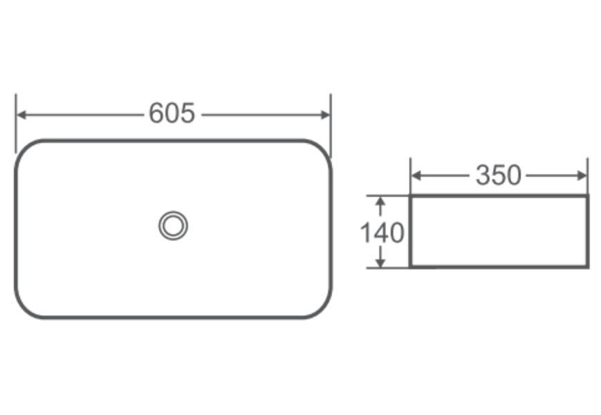 Раковина Qtap Tern 605x350x140 White накладная прямоугольная с донным клапаном QT17112270W - QT17112270W