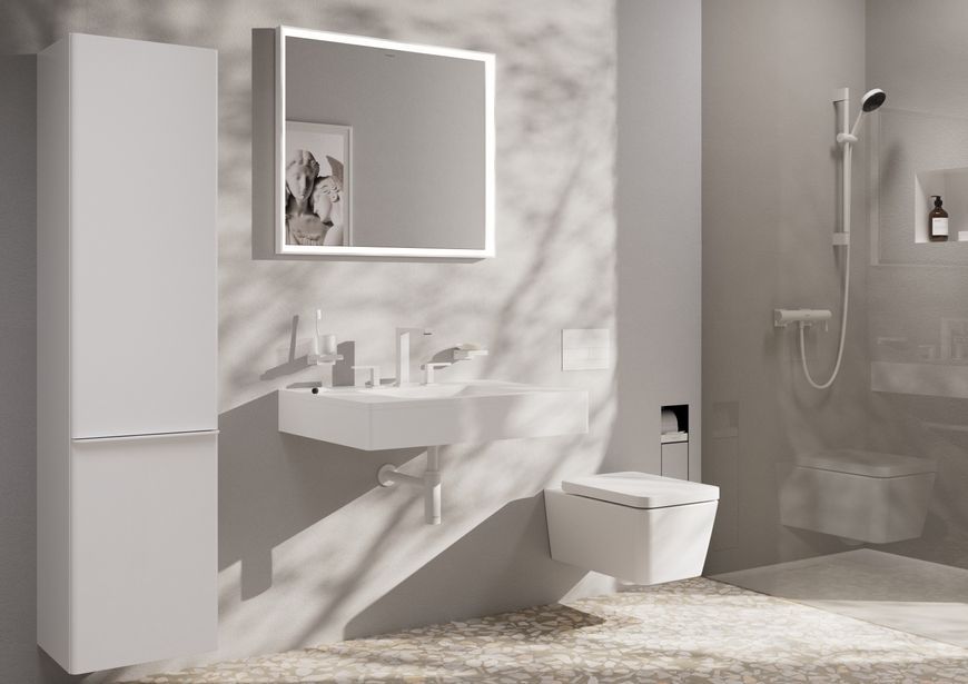 Змішувач для раковини на 3 отвори HANSGROHE Tecturis E 150 EcoSmart+ Matt White 73030700 білий з донним клапаном - 73030700