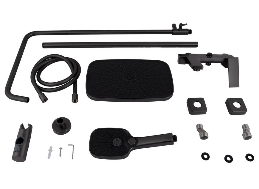 Душевая система Qtap Gemini на три потребителя (с изливом) Gunmetal Black PVD QTGEM111GMB45688 - QTGEM111GMB45688