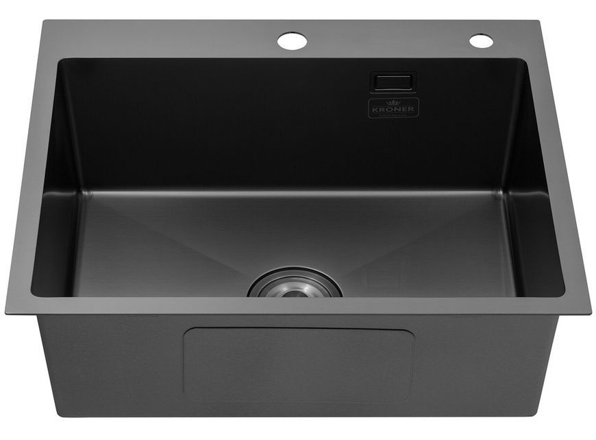 Кухонна мийка Kroner KRP Schwarze-6050HM PVD 3,0/1,0 мм графіт CV025260 - Schwarze-6050HM