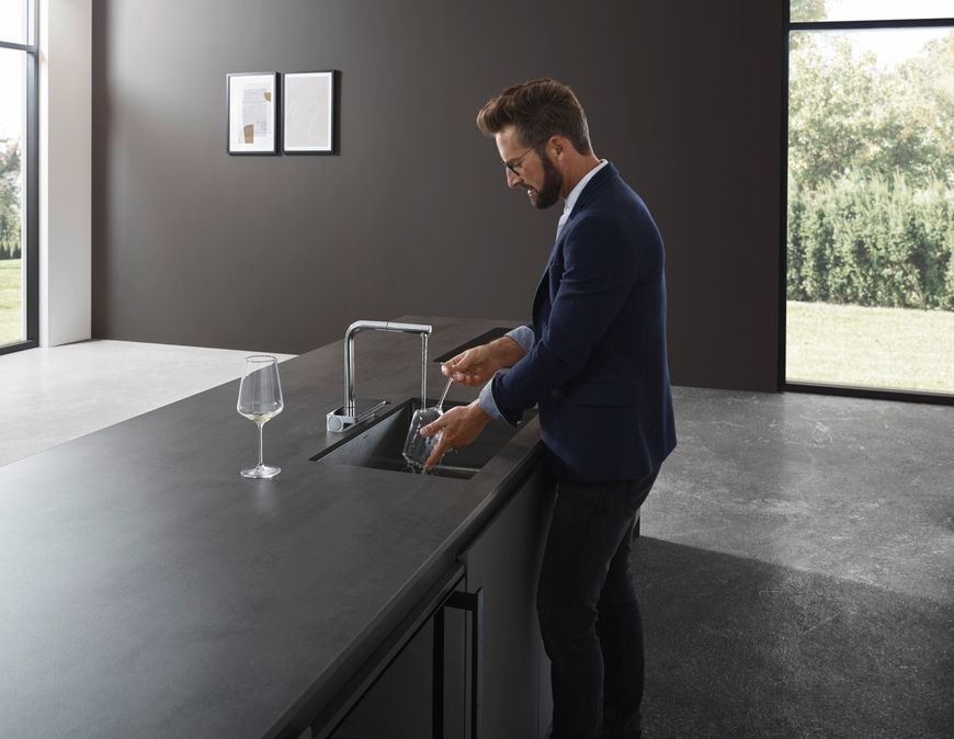 Змішувач для кухонної мийки HANSGROHE Aquno Select M81 250 2jet з витяжним виливом Sbox 73830000 хром - 73830000