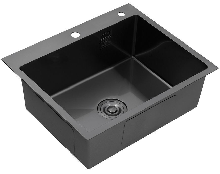 Кухонна мийка Kroner KRP Schwarze-6050HM PVD 3,0/1,0 мм графіт CV025260 - Schwarze-6050HM