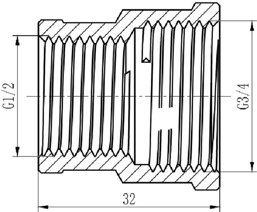 Муфта латунна SD Forte 1/2"х3/4" редукційна хромована SF357H2015