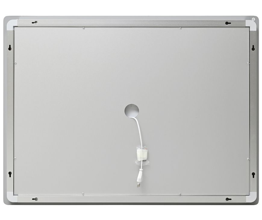 Дзеркало Lidz Kubis KU2 1000х800 мм з годинником, LED-підсвічуванням Touch, антизапотіванням, димером, рег. яскравості LDKU1000800CL49282
