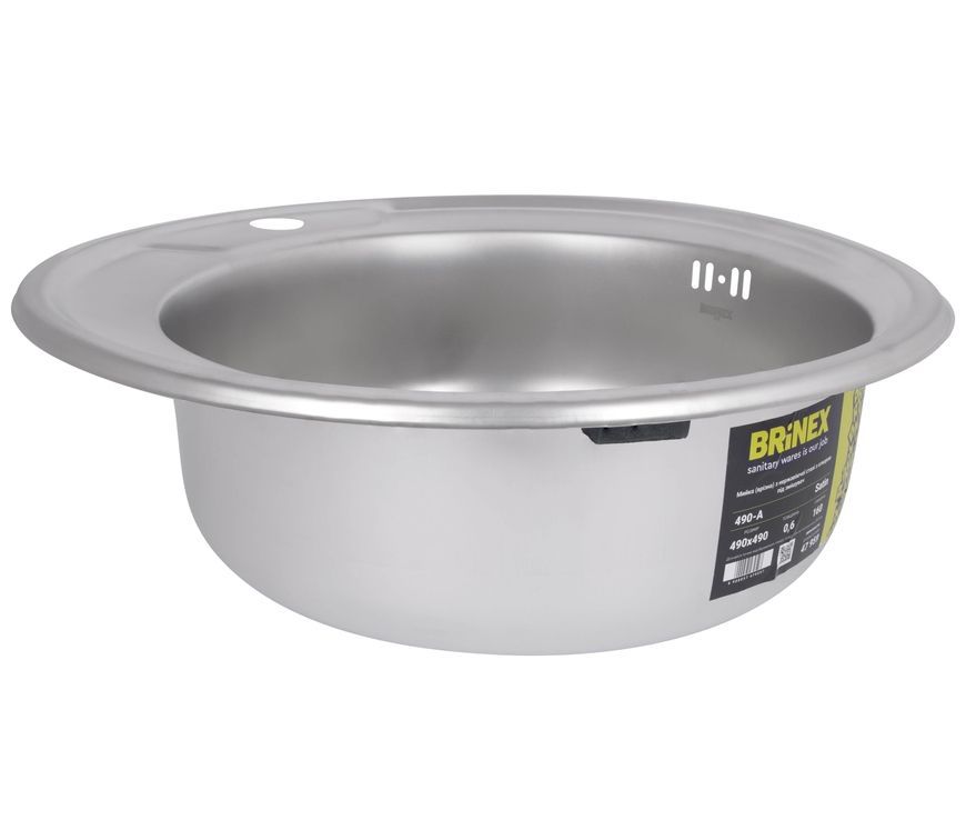Мойка для кухни врезная Brinex 490-A Satin 0,6 мм BRIN490SAT06 - BRIN490SAT06