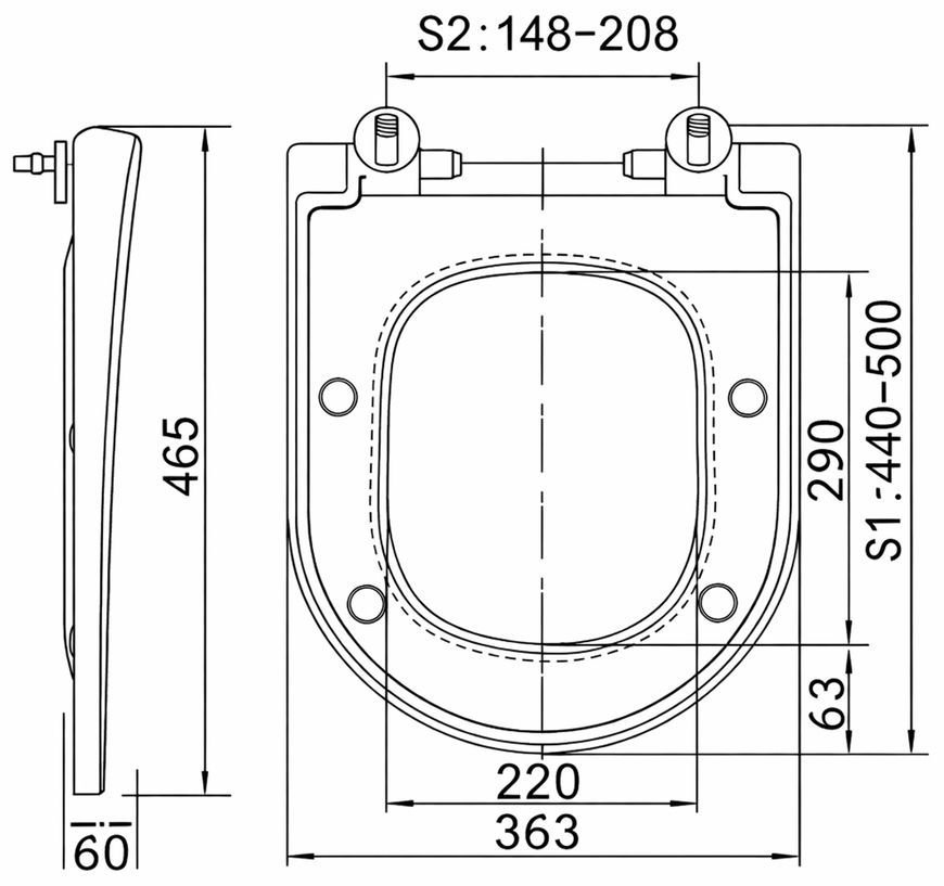 Сидіння для унітазу Qtap 465x363x60 мм з мікроліфтом Slim Duroplast, MagLock QTSC179W48916 - QTSC179W48916