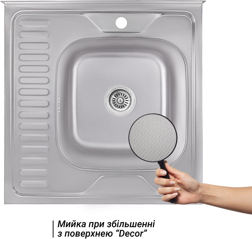 Кухонна мийка LIDZ 6060-R Decor 0,6 мм (160) - LIDZ6060RDEC06