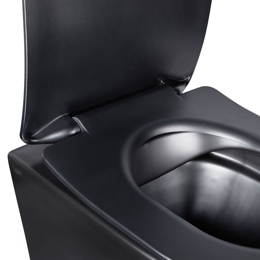 Унитаз подвесной QTAP Robin New безободковый черный с сиденьем Soft-close QT1333046ENRMB - QT1333046ENRMB