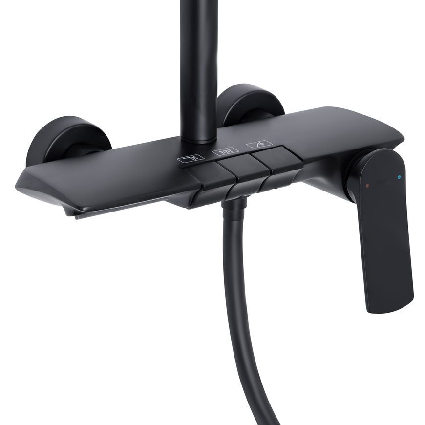 Душевая система с клавишным переключением Qtap Slavonice с изливом Black Matt QTSLA111BLM45906 - QTSLA111BLM45906