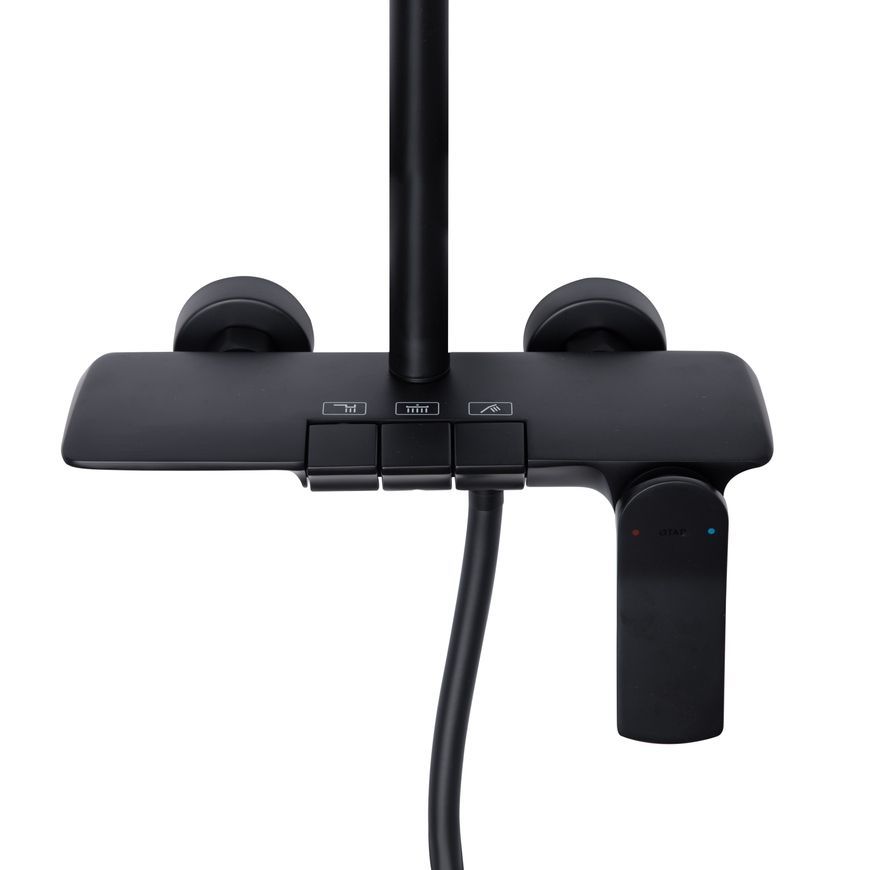 Душевая система с клавишным переключением Qtap Slavonice с изливом Black Matt QTSLA111BLM45906 - QTSLA111BLM45906
