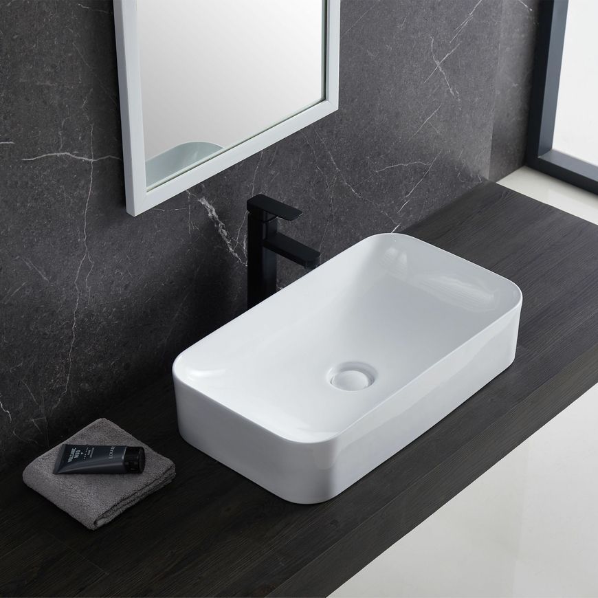 Раковина Qtap Tern 605x350x140 White накладная прямоугольная с донным клапаном QT17112270W - QT17112270W