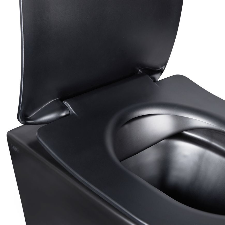 Унітаз підвісний QTAP Robin New безобідковий чорний з сідінням Soft-close QT1333046ENRMB - QT1333046ENRMB