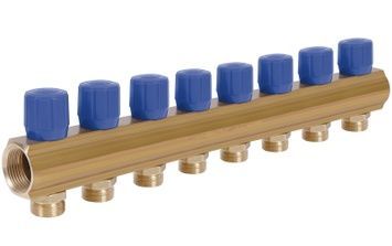 Коллектор&nbsp;ICMA&nbsp;с&nbsp;регулировочными&nbsp;вентилями&nbsp;1" 8 выходов №1105 (Blue) 871105PL0512