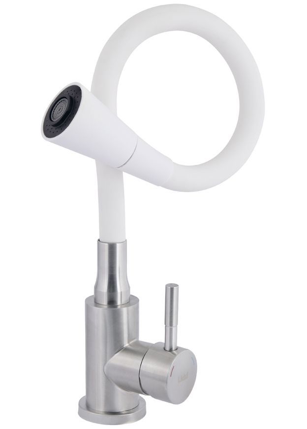 Смеситель для кухни Lidz Aria 015F31 с гибким изливом White/Nickel LDARI015F31WNK36981 - LDARI015F31WNK36981