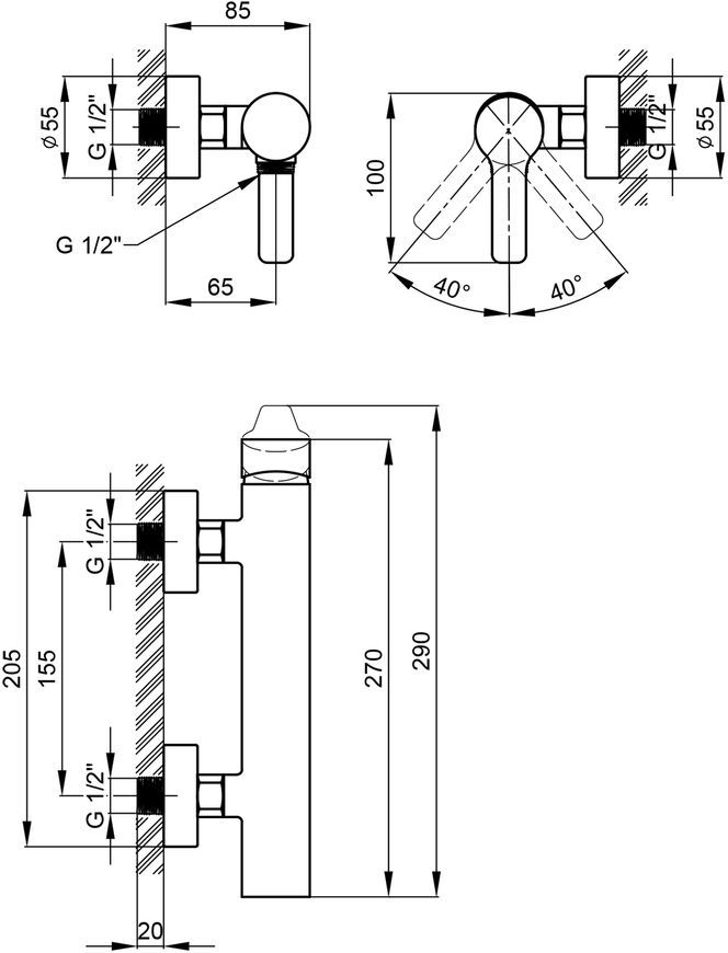 Смеситель для душа QTAP Zdeněk 4032102C - QTZDN4032102C