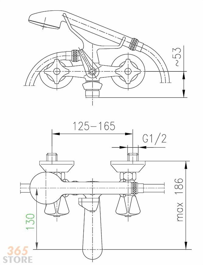 Змішувач для ванни KFA ARMATURA STANDARD 304-120-00 з душовим комплектом - 304-120-00