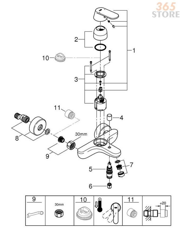 Смеситель для ванны GROHE Eurosmart Cosmopolitan 32831000 - 32831000
