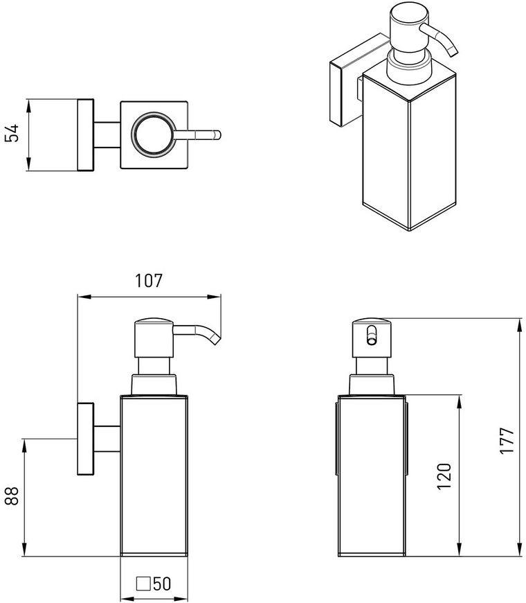 Дозатор для жидкого мыла VOLLE CUADRO cromo 2536.230201 хром - 2536.230201