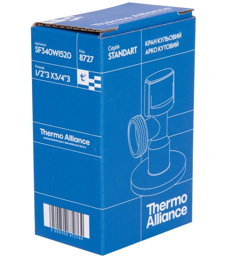 Кран приборный шаровой Thermo Alliance Standart Арко 1/2"х3/4" НР SF340W1520 латунь