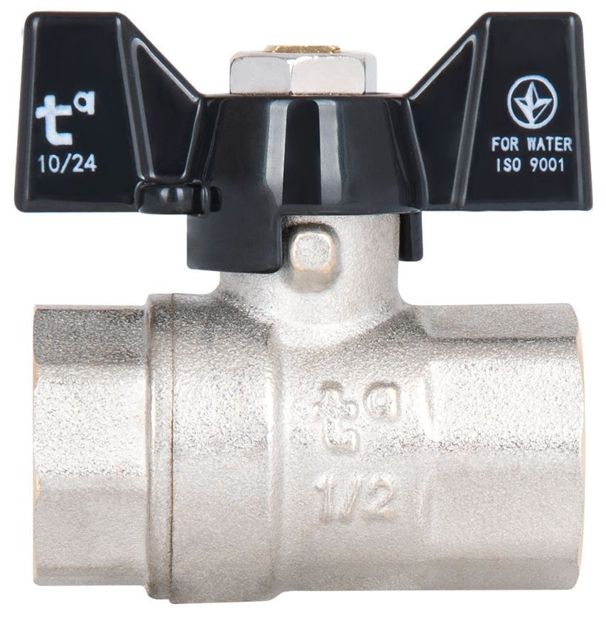 Кран шаровой Thermo Alliance Base 1/2" ВР для воды (бабочка) прямой латунь PN40 SD602W15 - SD602W15