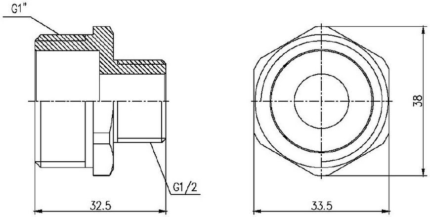 Ниппель латунный SD Forte 1"х1/2" редукционный никелированный SF3592515
