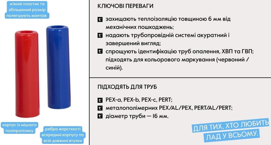 Комплект захисних втулок Thermo Alliance Standart на теплоізоляцію для труби 16 мм + наклейки TAS360W16