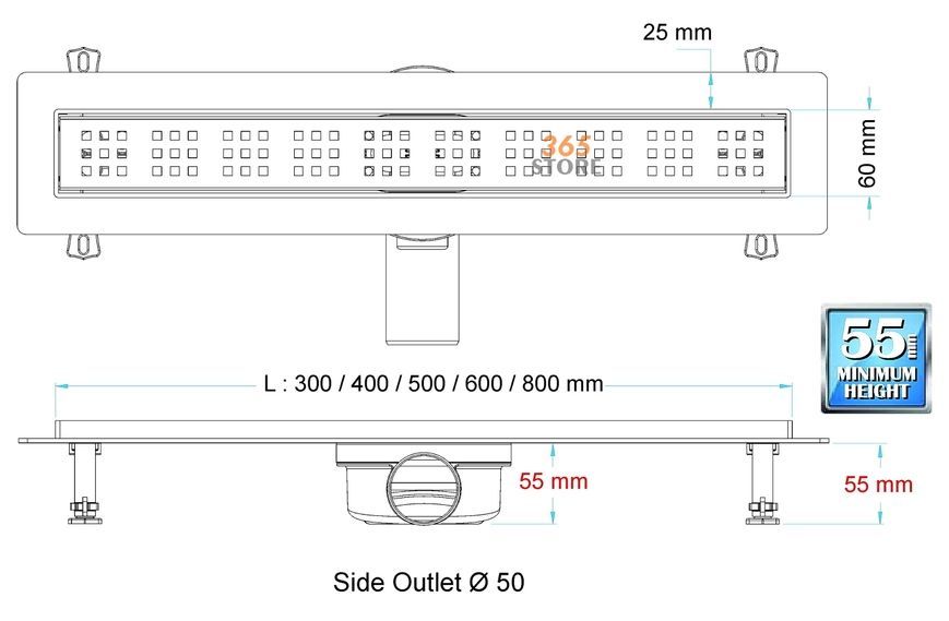 Трап VALTEMO Neoline Base з комбінованим затвором 300 мм - VLD-550205