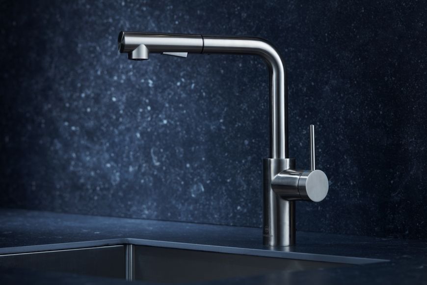 Смеситель для кухни KFA ARMATURA DUERO BASIC INOX с выдвижным изливом 6623-110-22 - 6623-110-22